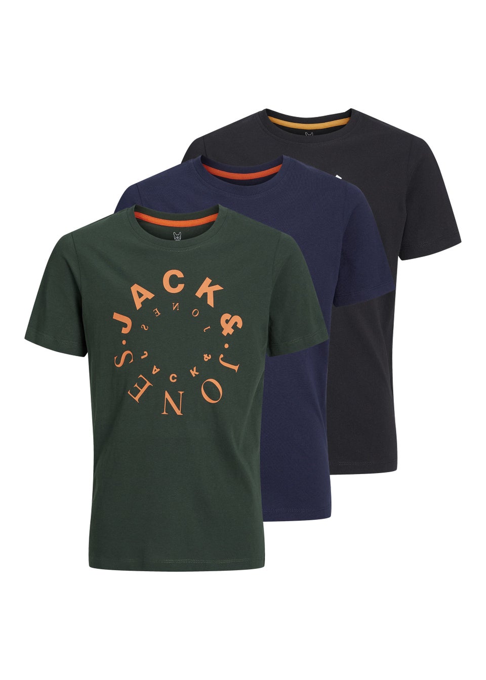 Jack & Jones Junior 3 Pack Green Warrior T-Shirts - Matalan