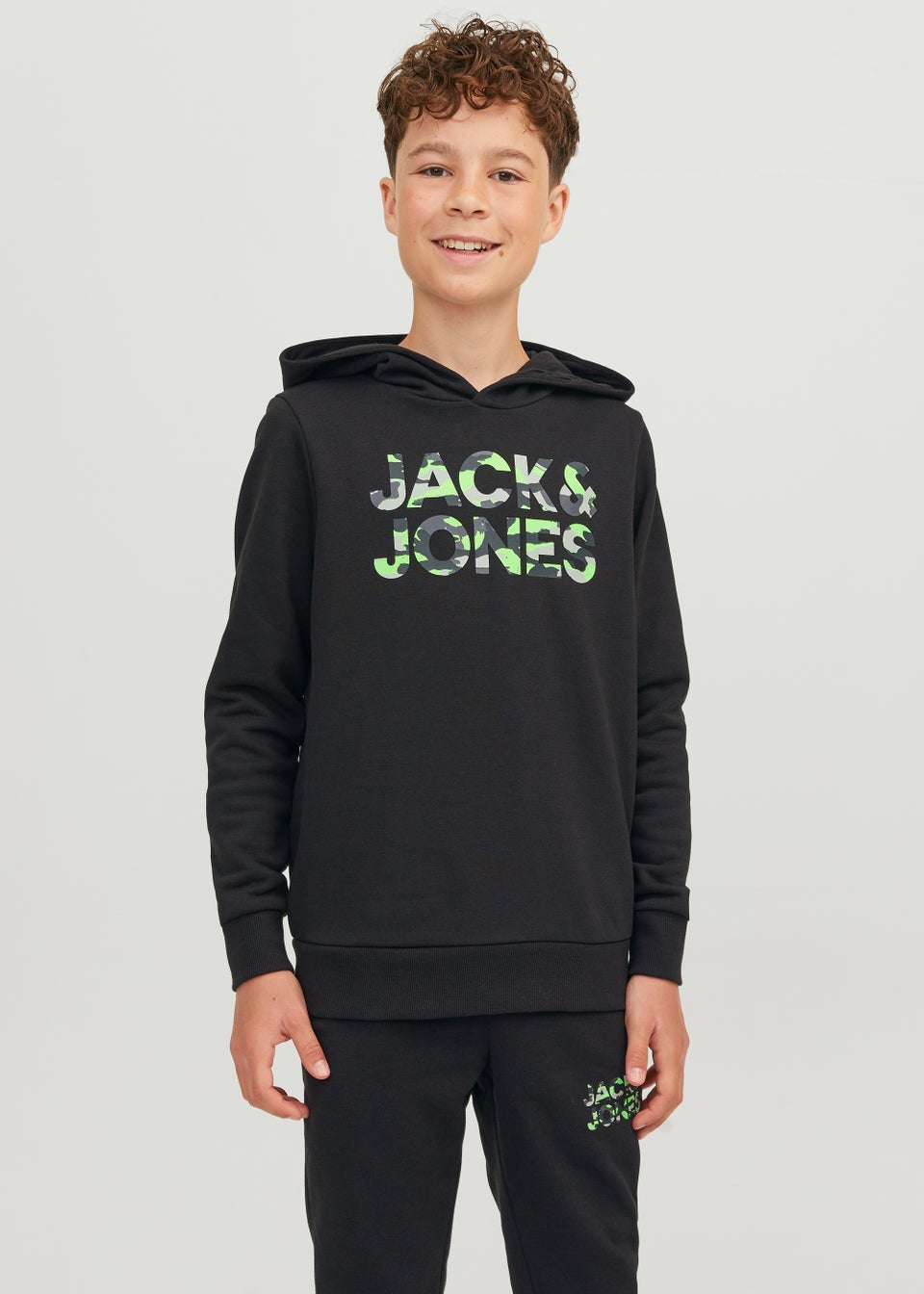 Jack & Jones Junior Black Miles Logo Hoodie (6-16yrs)