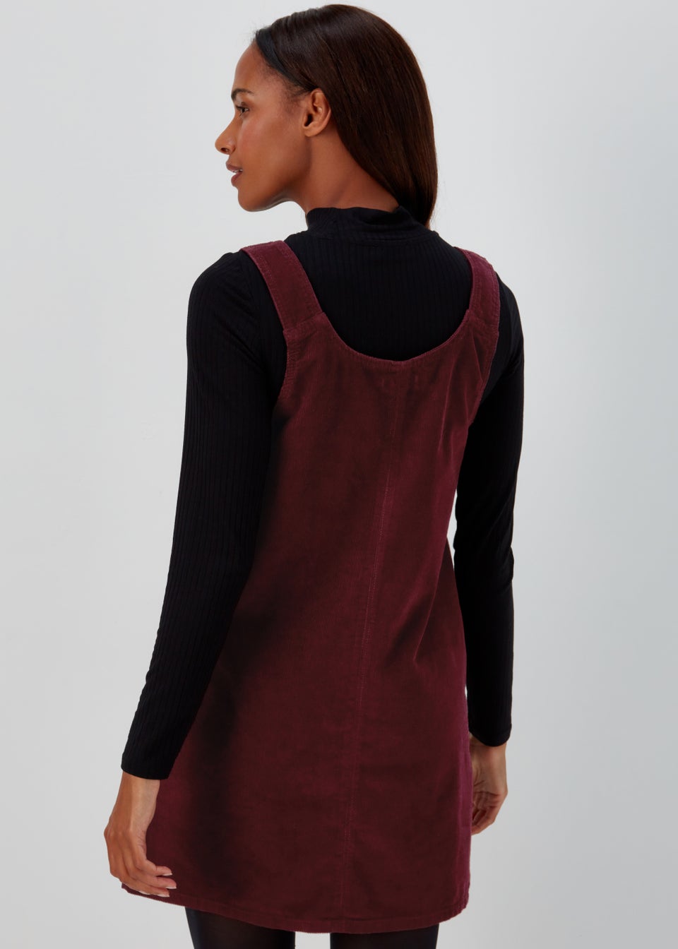Burgundy Buckle Cord Pinafore
