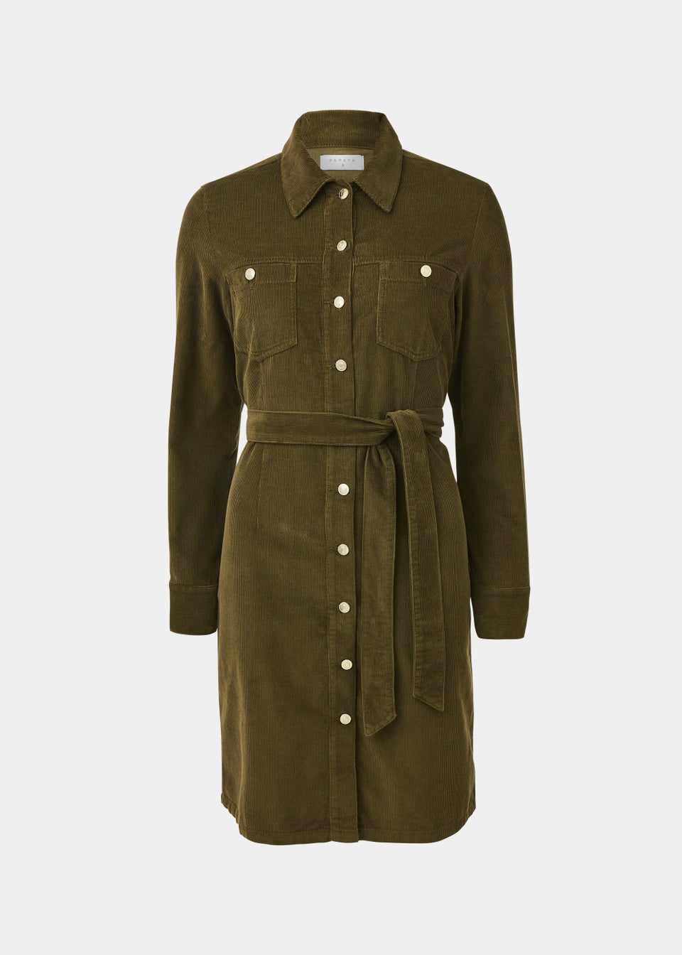 Khaki Cord Shirt Dress