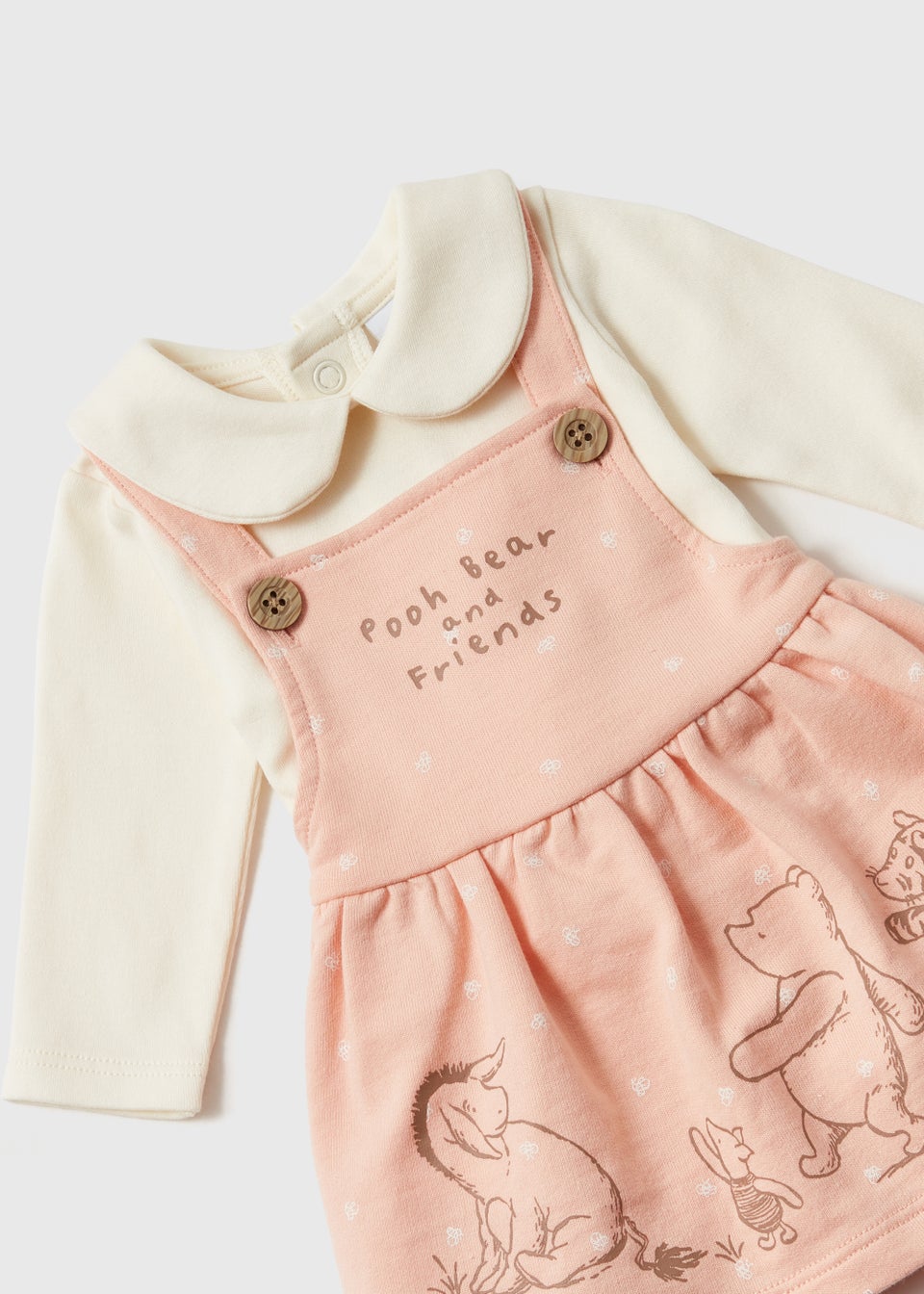 Baby Pink Disney Winnie the Pooh Dress & Cream T-Shirt Set (Newborn-12mths)