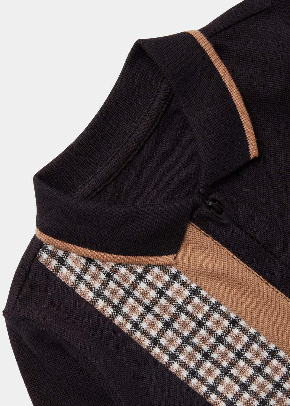 Boys Black Jacquard Long Sleeve Polo Shirt (9mths-6yrs)