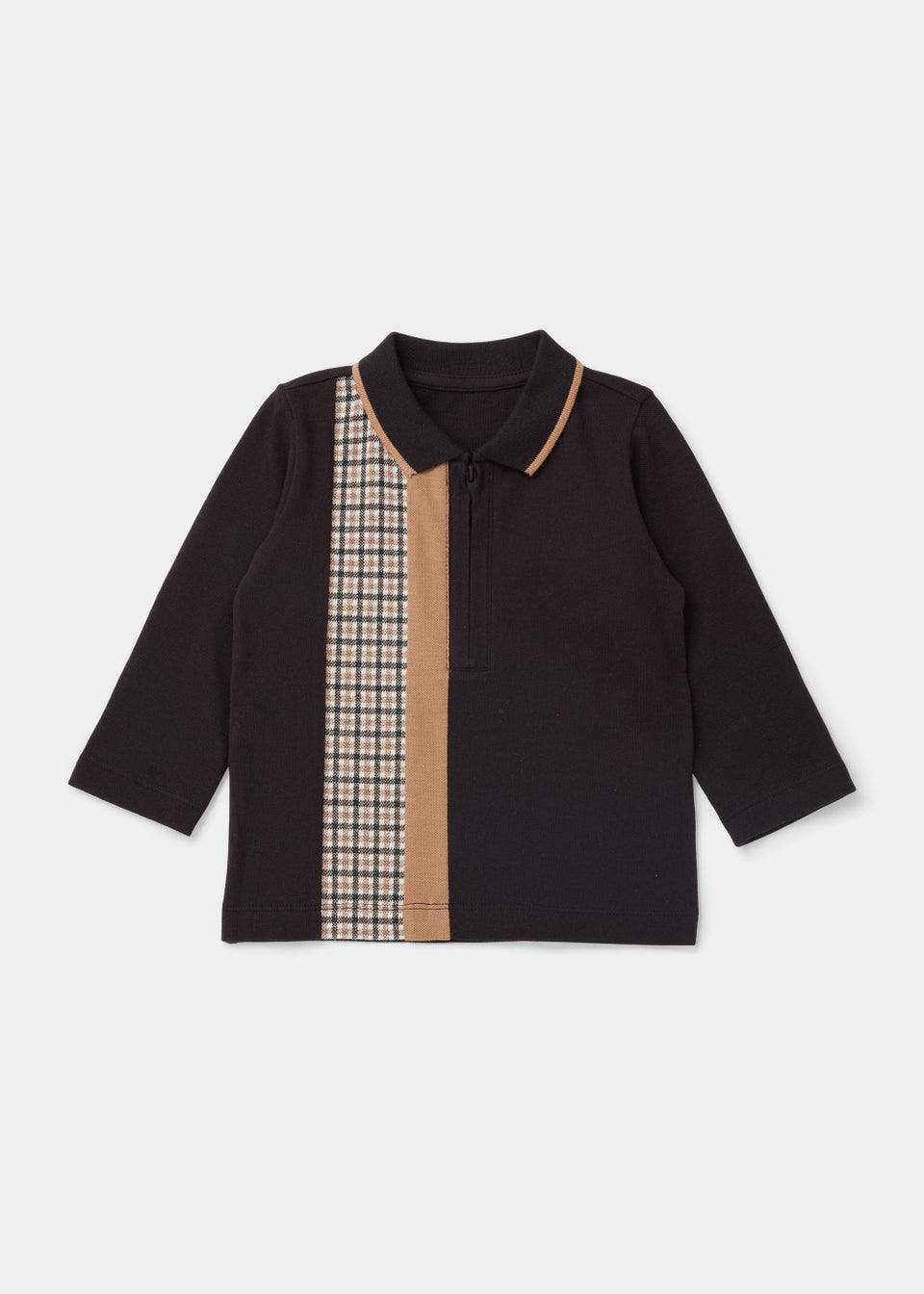 Boys Black Jacquard Long Sleeve Polo Shirt (9mths-6yrs)
