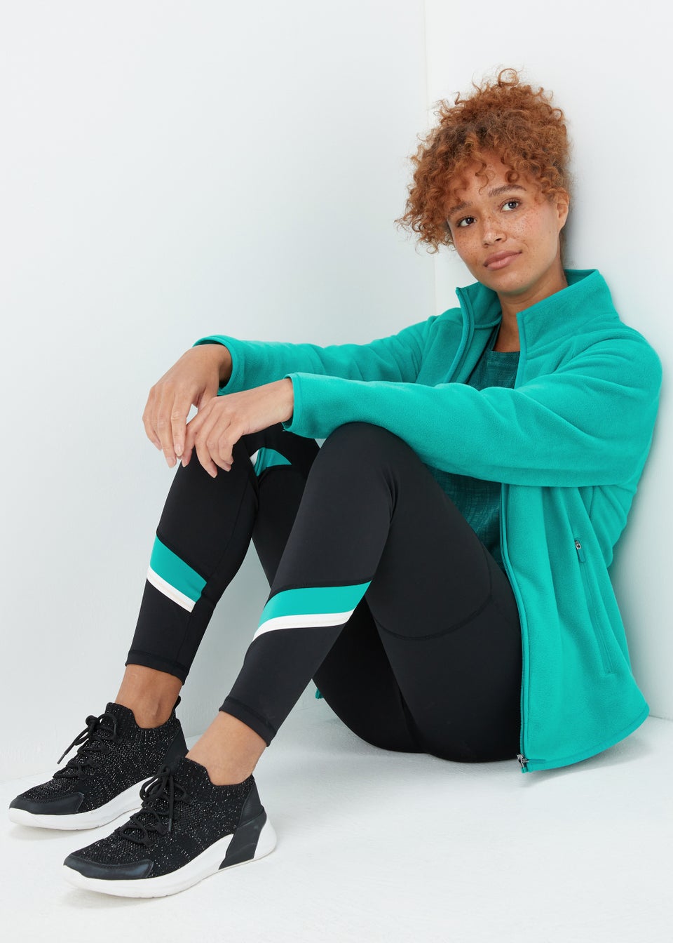 Green Zip Up Polar Fleece Sports Jacket