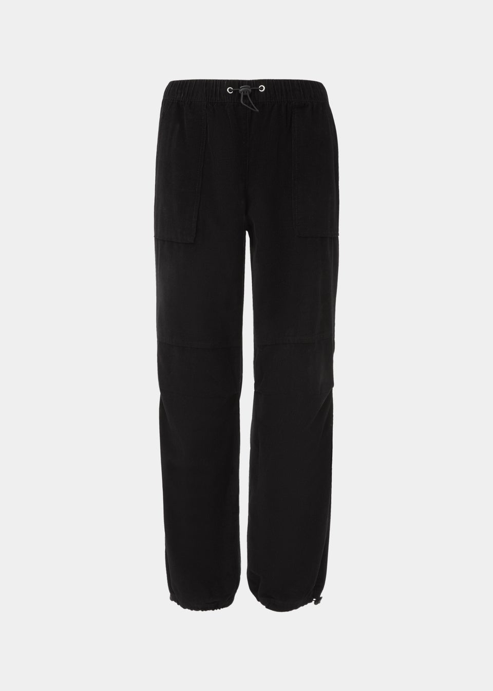 Black Cord Parachute Trousers