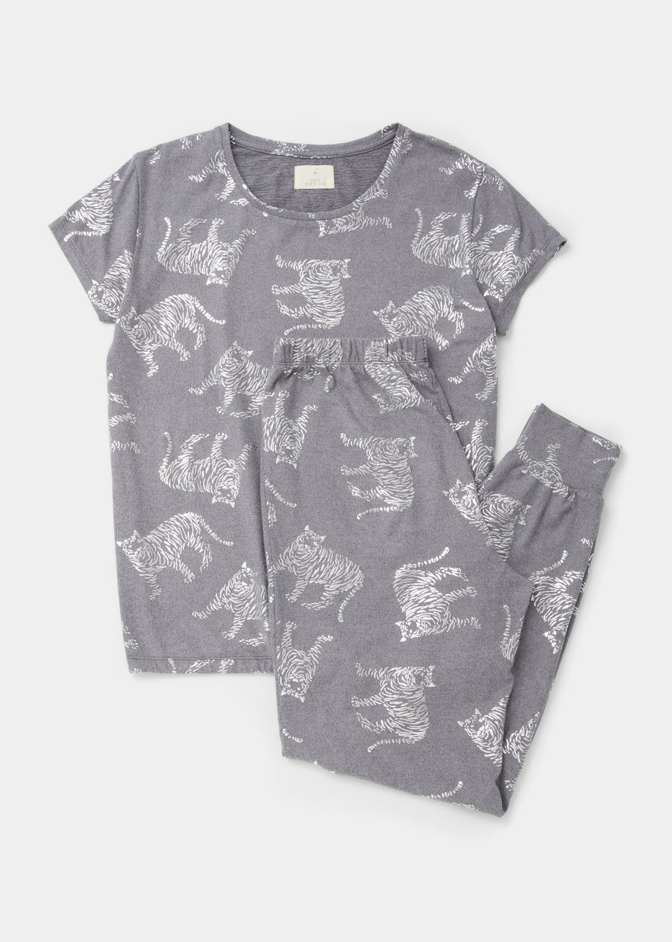 Charcoal Silver Foil Tiger Pyjama Set