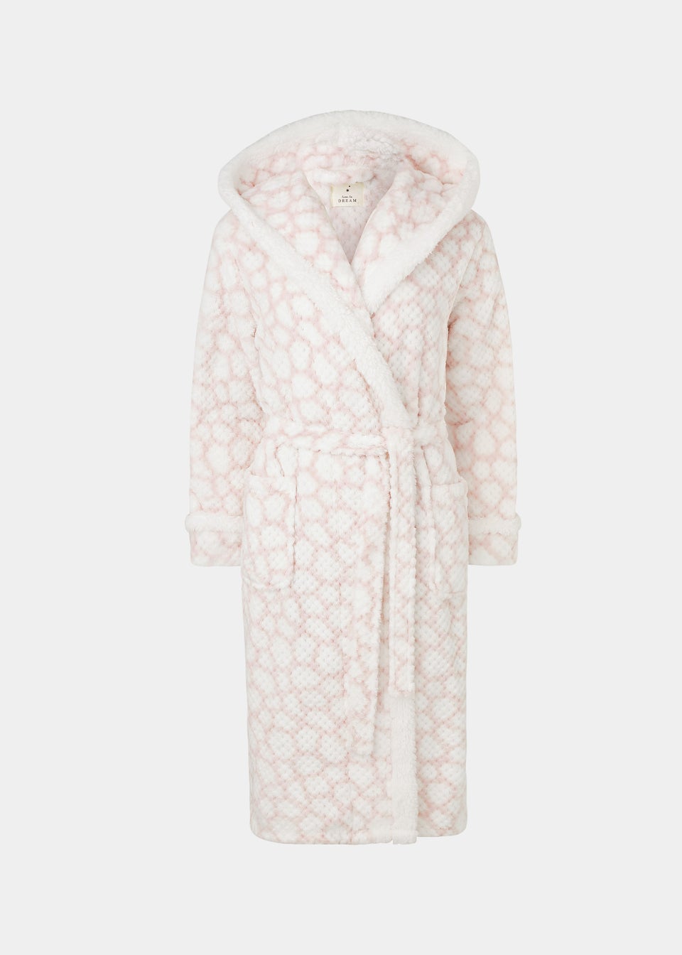 Pink Print Textured Dressing Gown