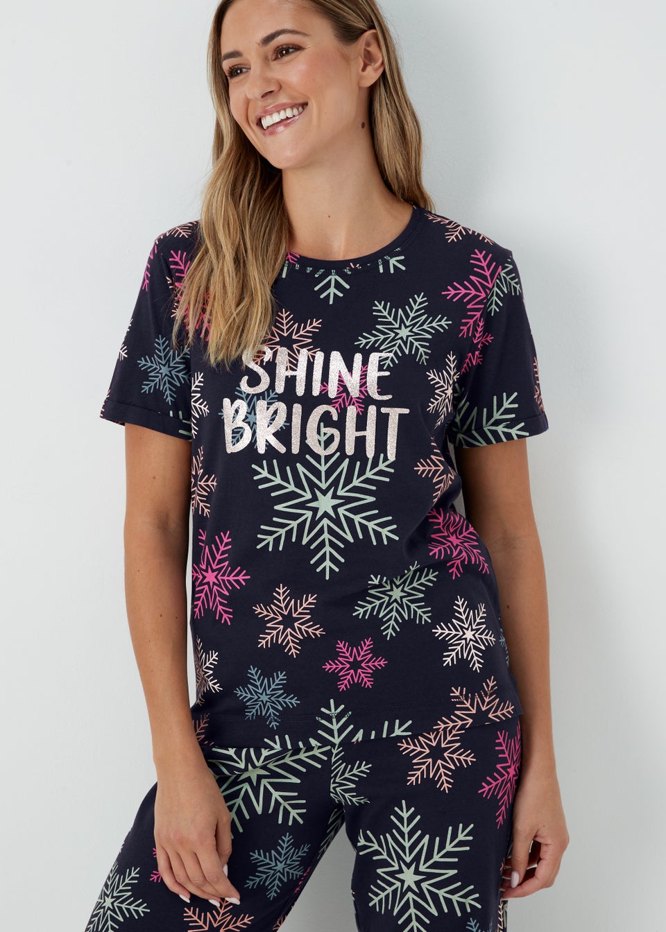 Navy Shine Bright Christmas Pyjama Set Matalan