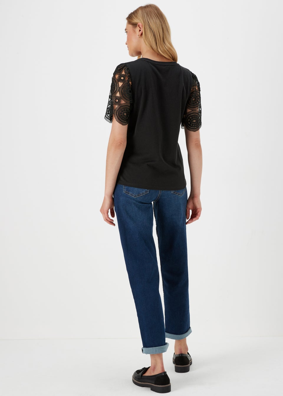 Black Lace T-Shirt - Matalan
