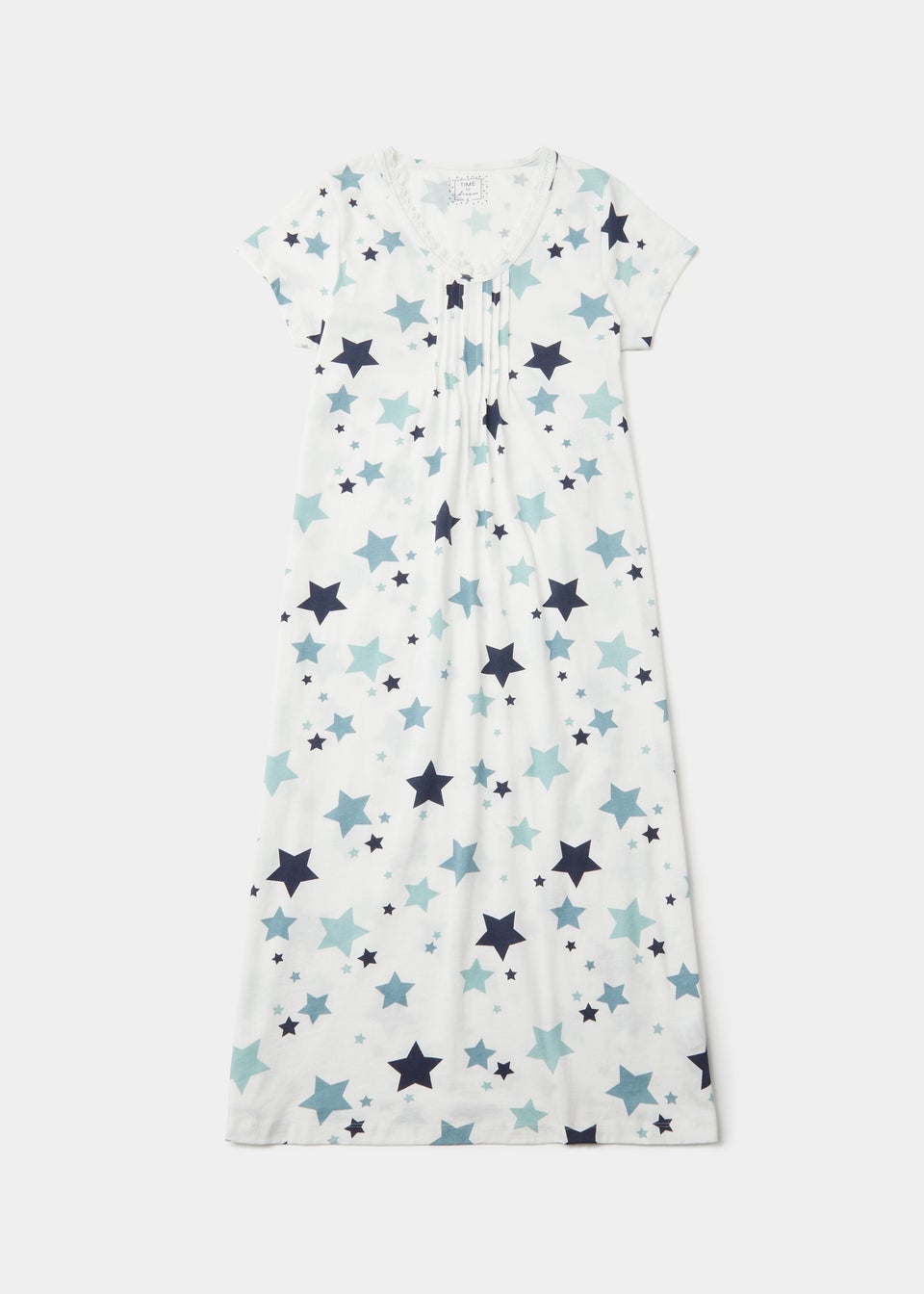 Cream Star Print Lace Longline Nightie