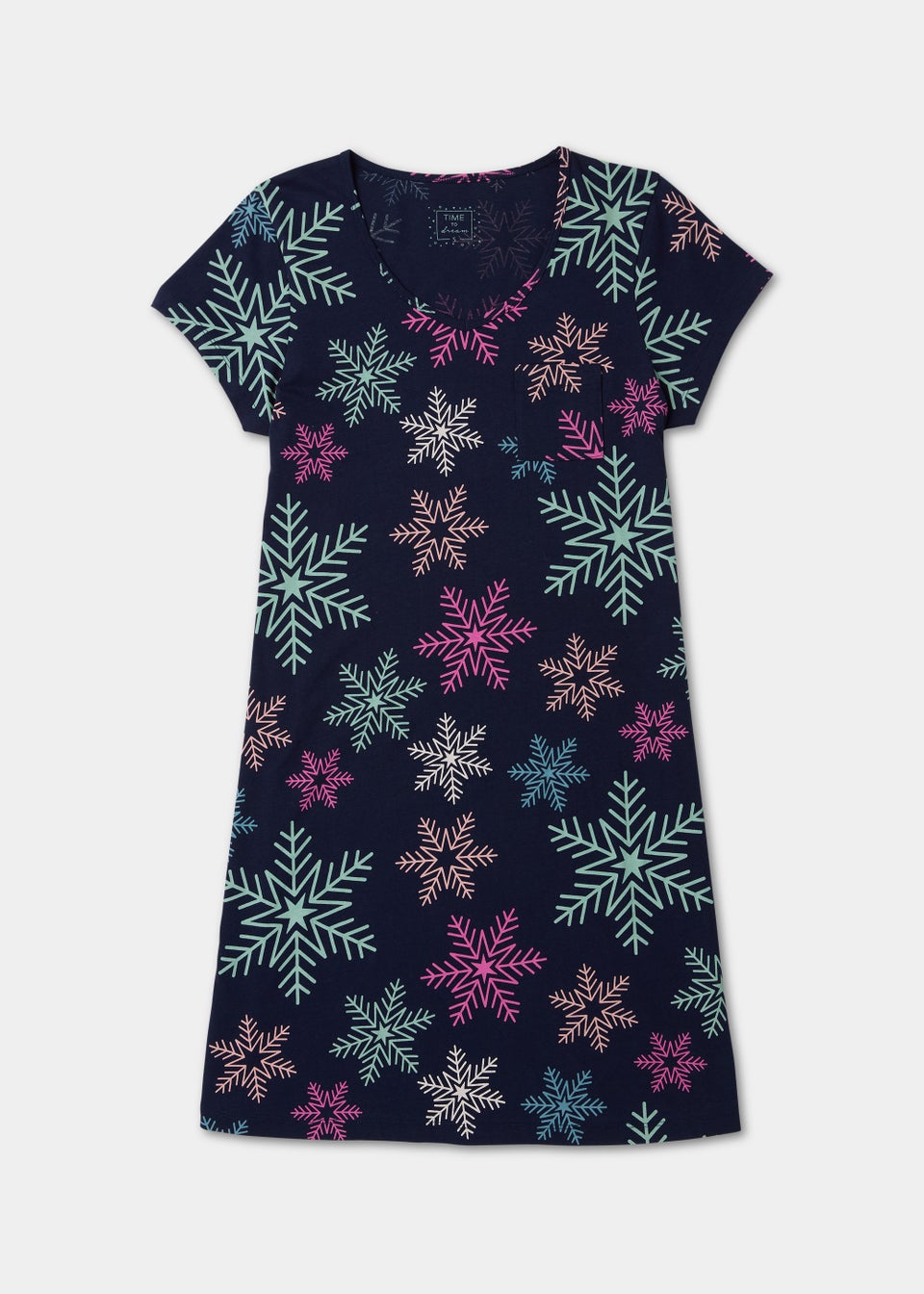 Navy Snowflake Christmas Pocket Nightie