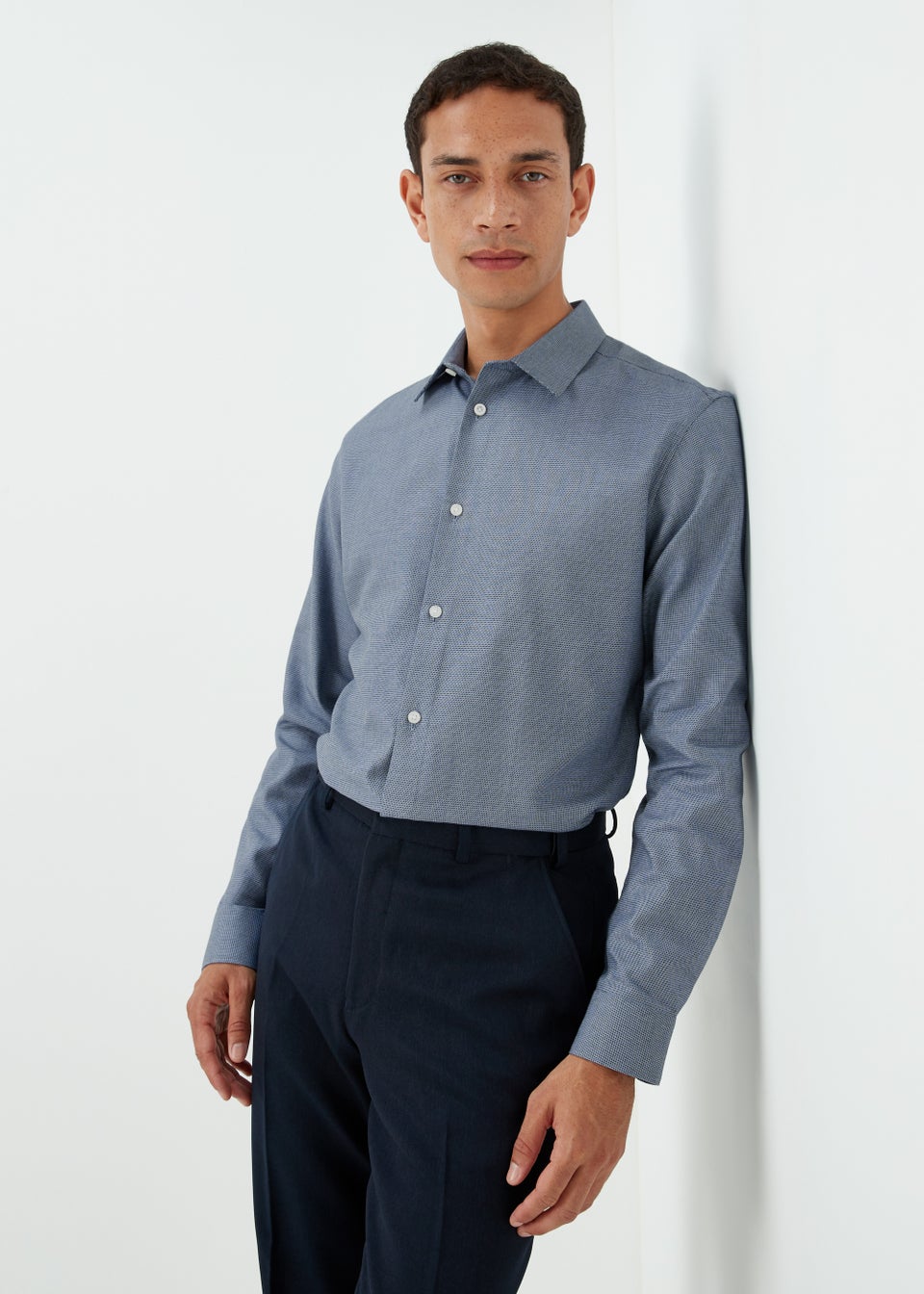 Taylor & Wright Navy Texture Regular Fit Shirt - Matalan