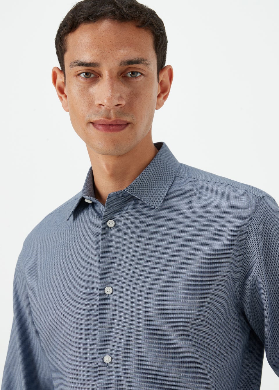 Taylor & Wright Navy Texture Regular Fit Shirt - Matalan