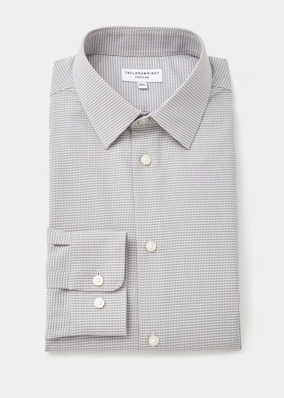 Taylor & Wright Grey Puppytooth Regular Fit Shirt