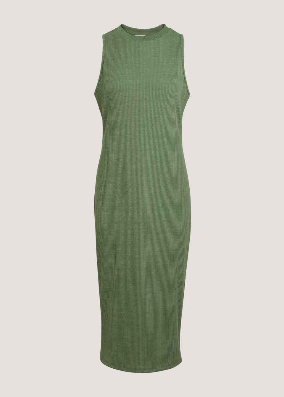 Khaki Racer Ribbed Midi Dress Matalan