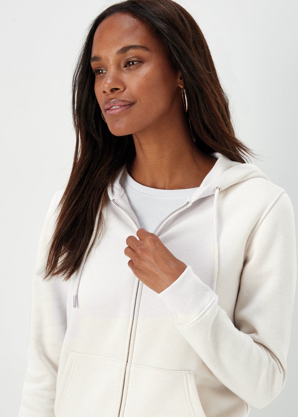 Cream zip hoodie women's sales