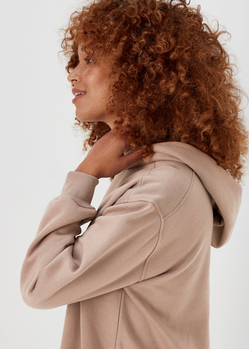 Beige Longline Hoodie