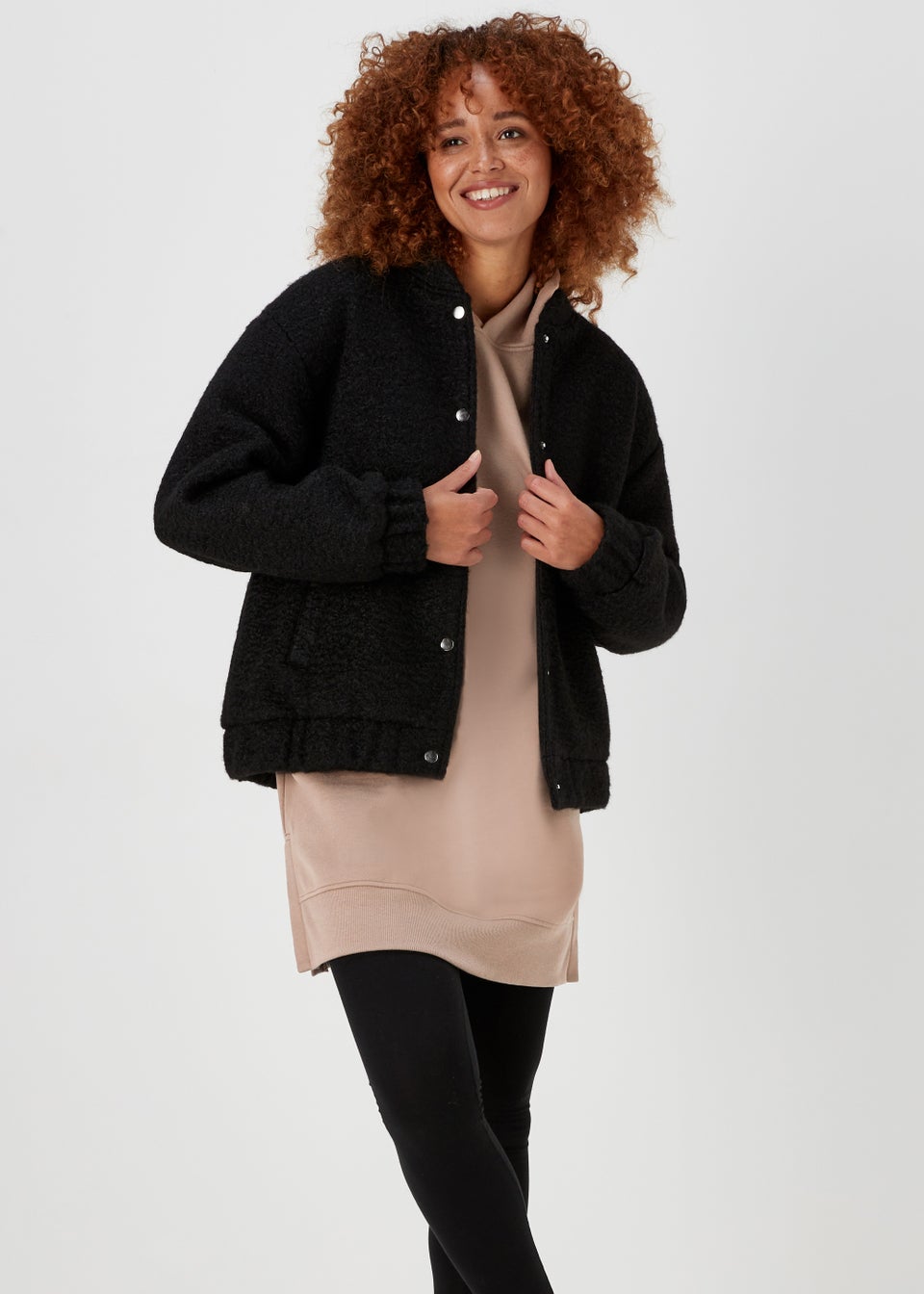 Beige Longline Hoodie