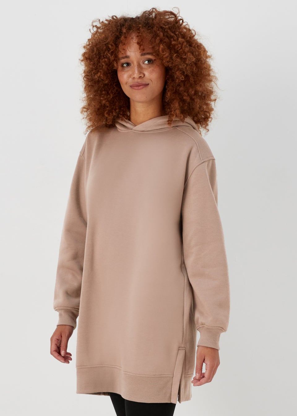 Beige Longline Hoodie