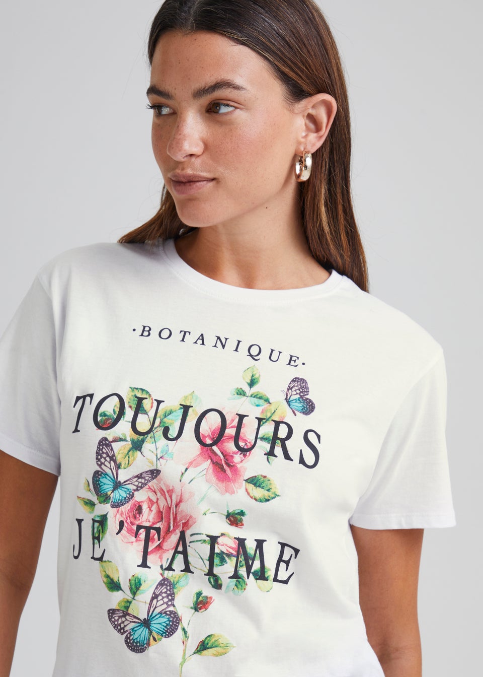 White Flower Graphic T-Shirt - Matalan