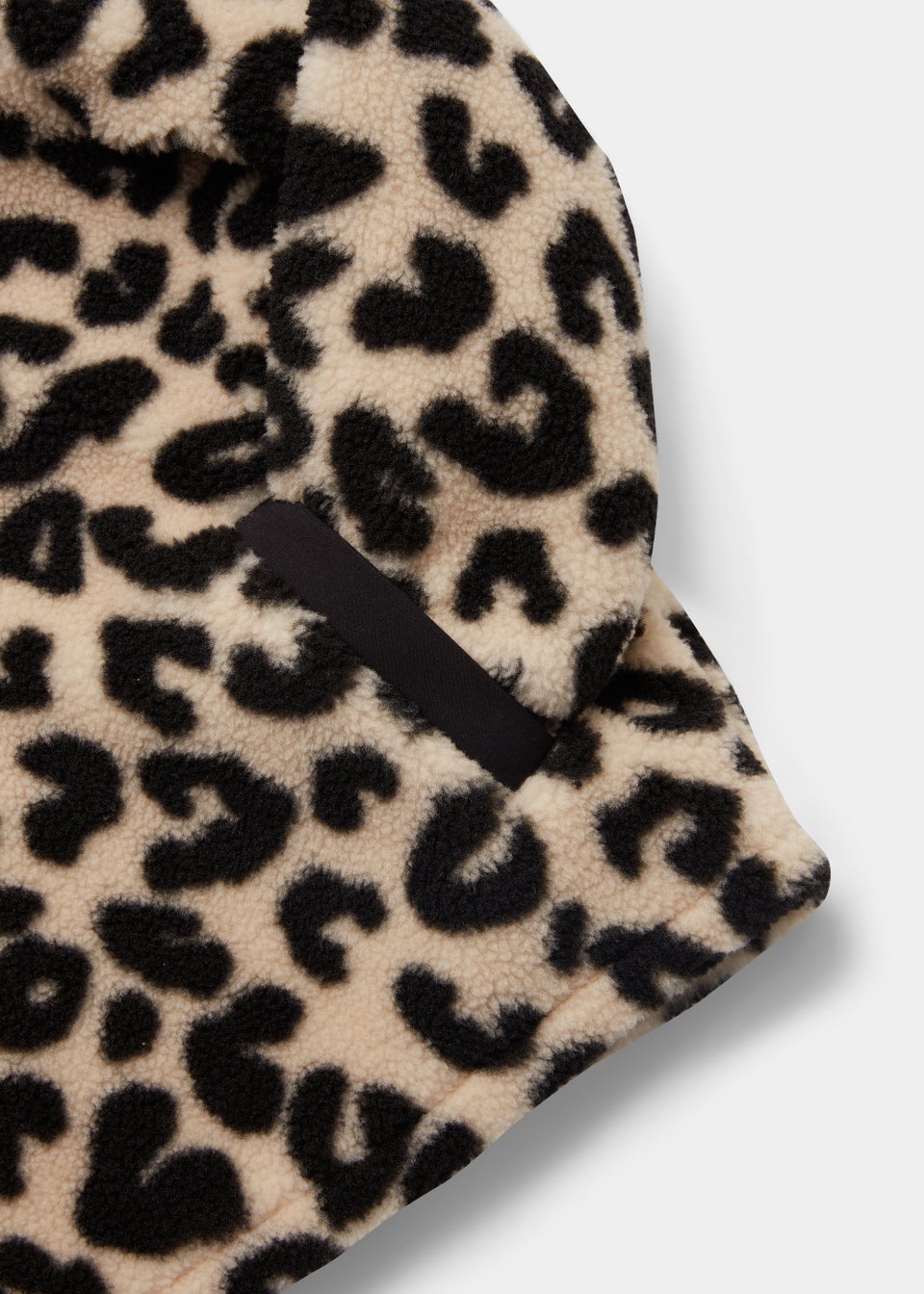 Girls Mini Me Brown Leopard Print Borg Jacket (4-13yrs)