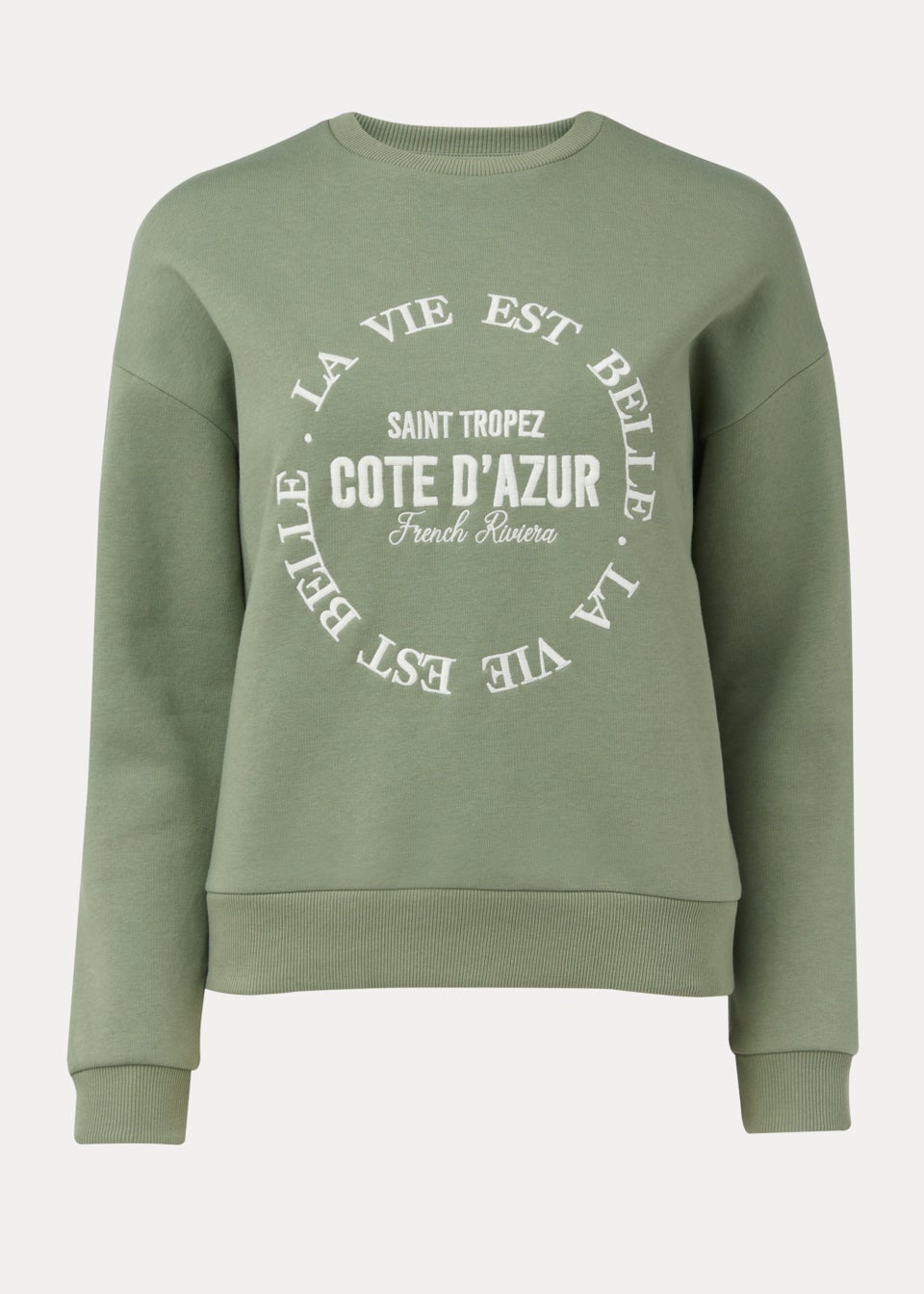 Khaki St Tropez Print Sweatshirt