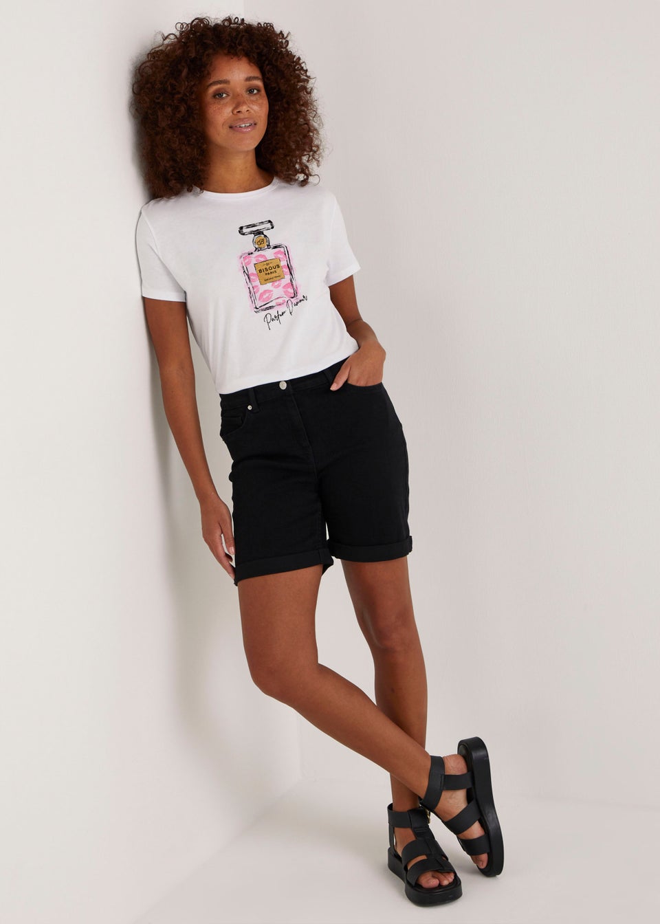 White Perfume Print T-Shirt