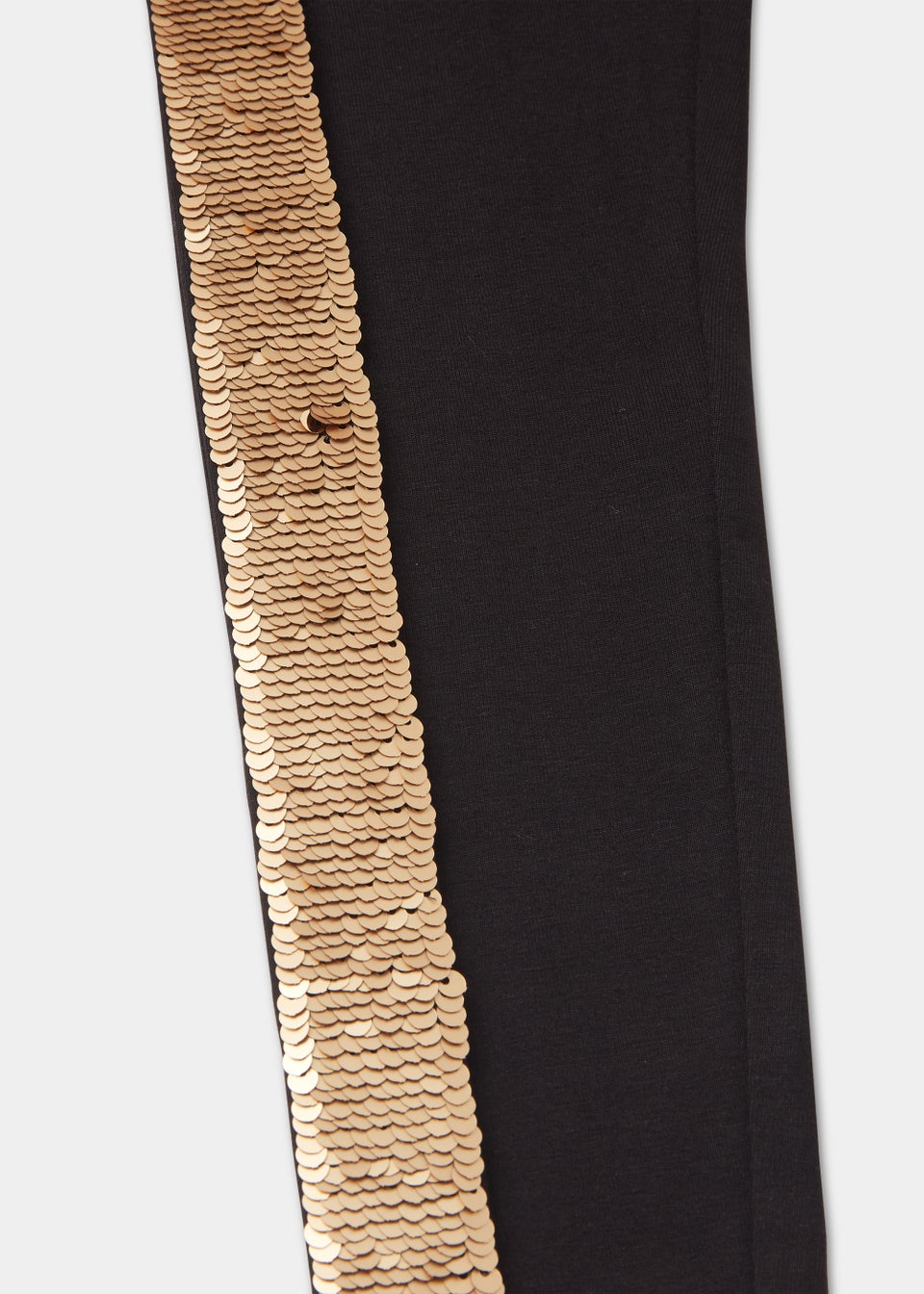Girls Black Side Tape Sequin Leggings 4 13yrs Matalan