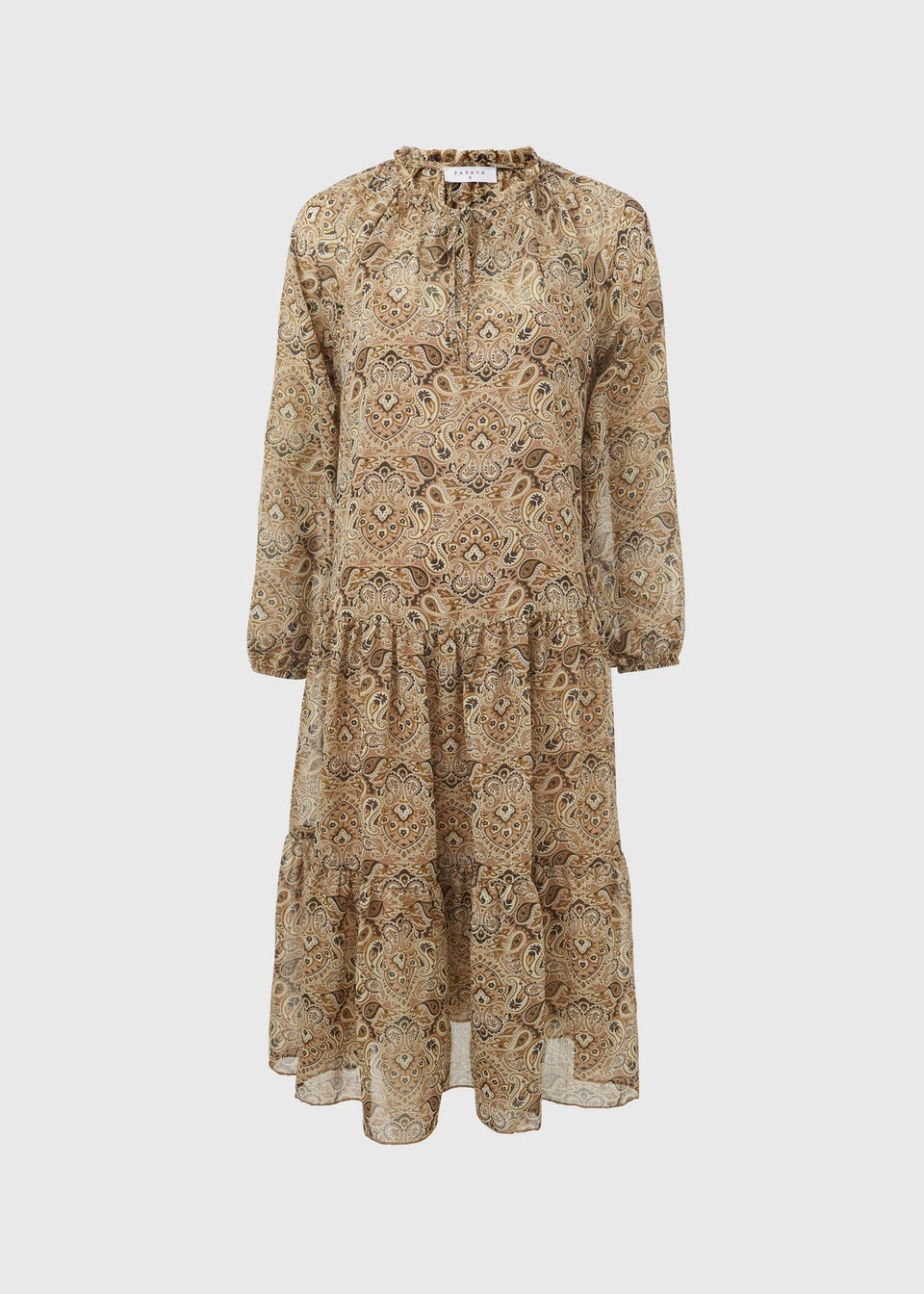 Green Paisley Print Chiffon Midi Dress