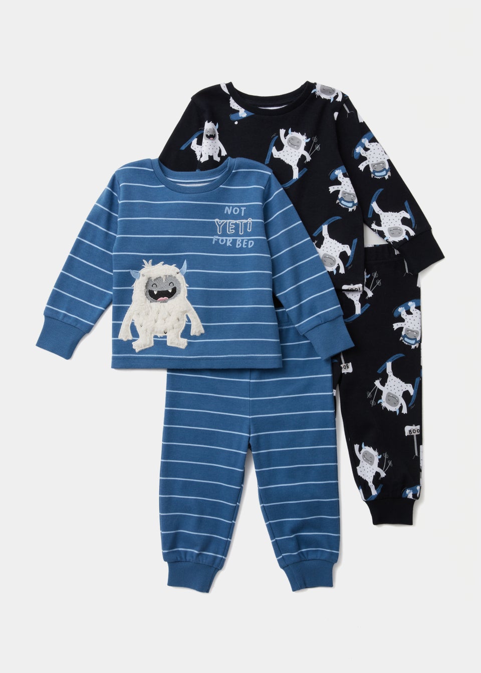 Boys 2 Pack Navy & Blue Yeti Pyjama Sets (9mths-5yrs)