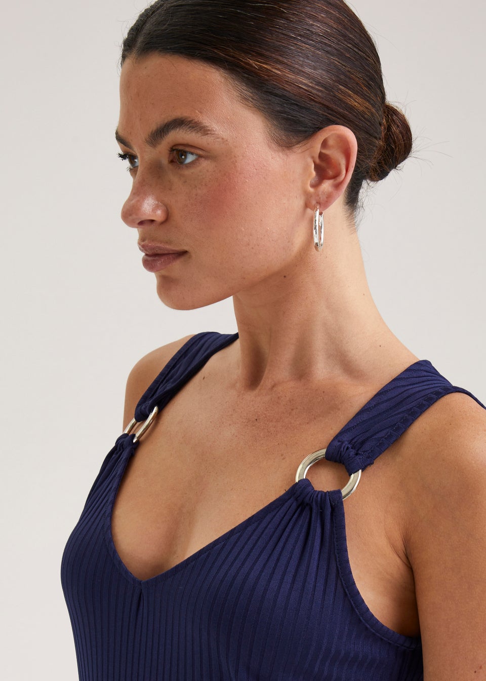 Navy Ring Ribbed Dress