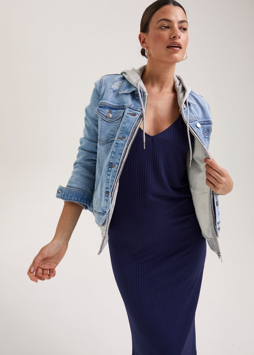 Navy Ring Ribbed Dress