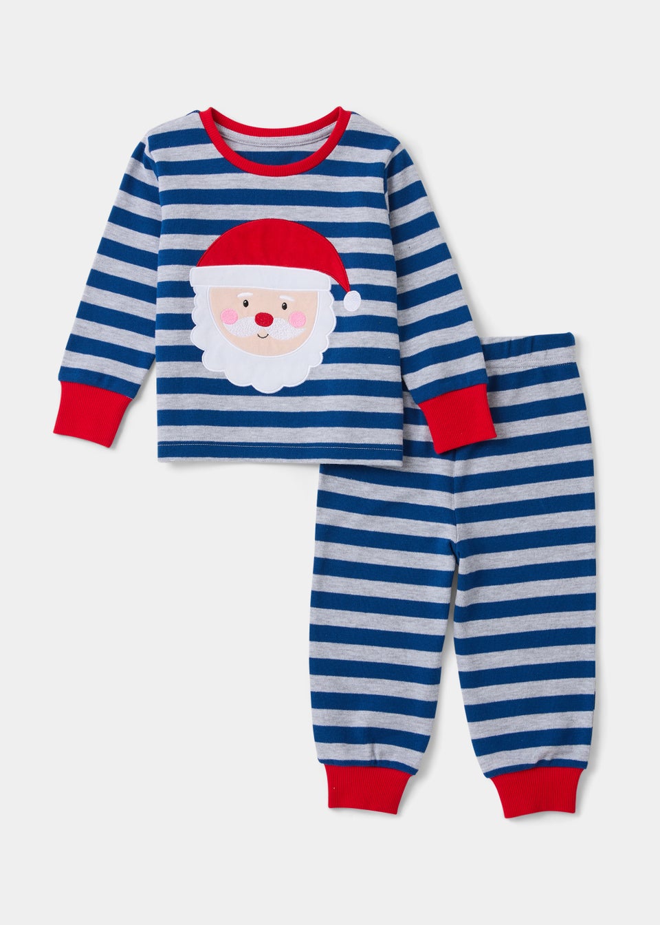 Boys Blue Stripe Father Christmas Pyjama Set (9mths-5yrs)