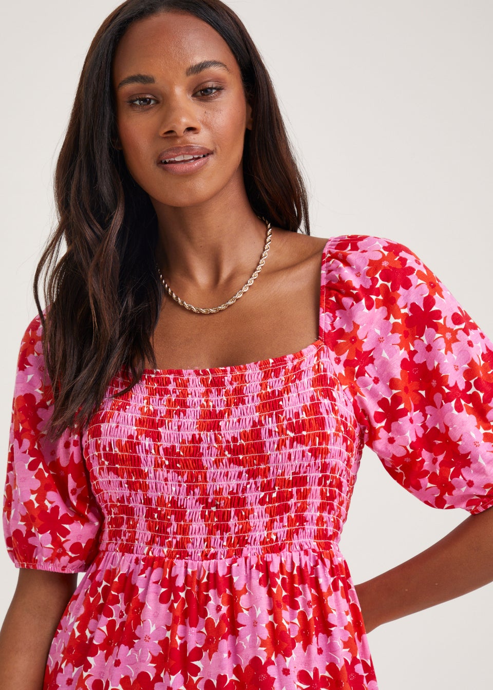 Red floral midi store