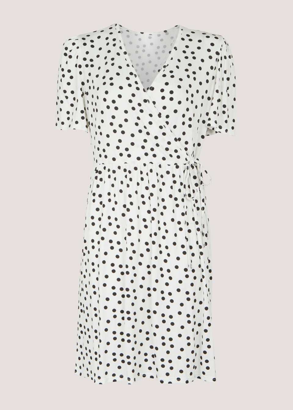 White Spot Wrap Mini Dress