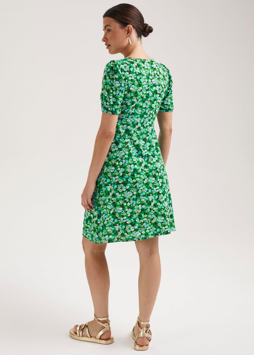 Green ditsy shop floral dress