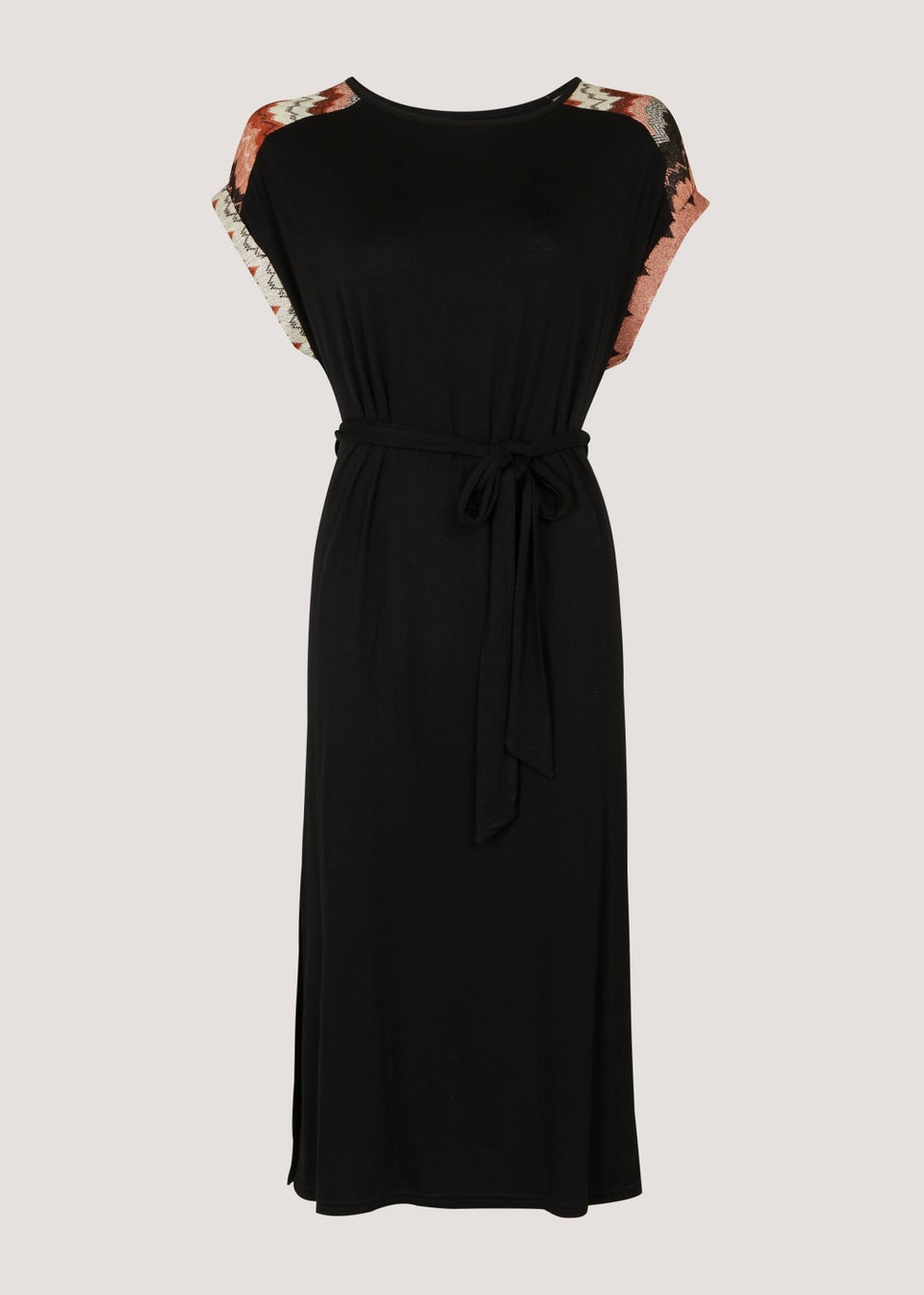 Black Zigzag T Shirt Dress