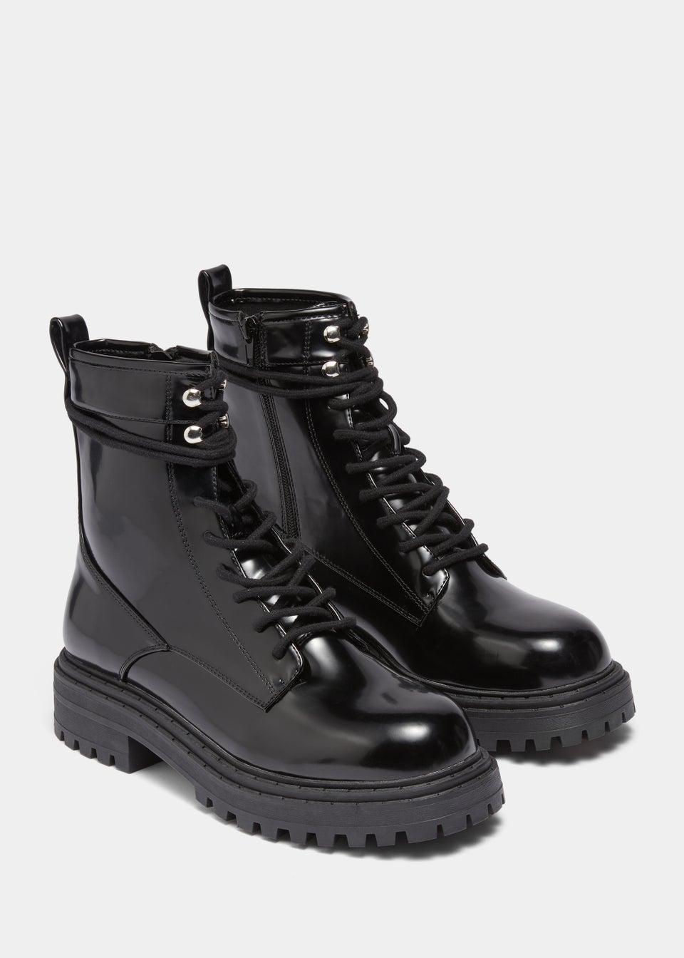 Black Patent Combat Boots