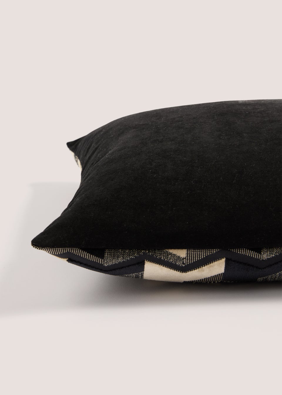Black & Gold Velvet Chevron Cushion (43cm x 43cm)