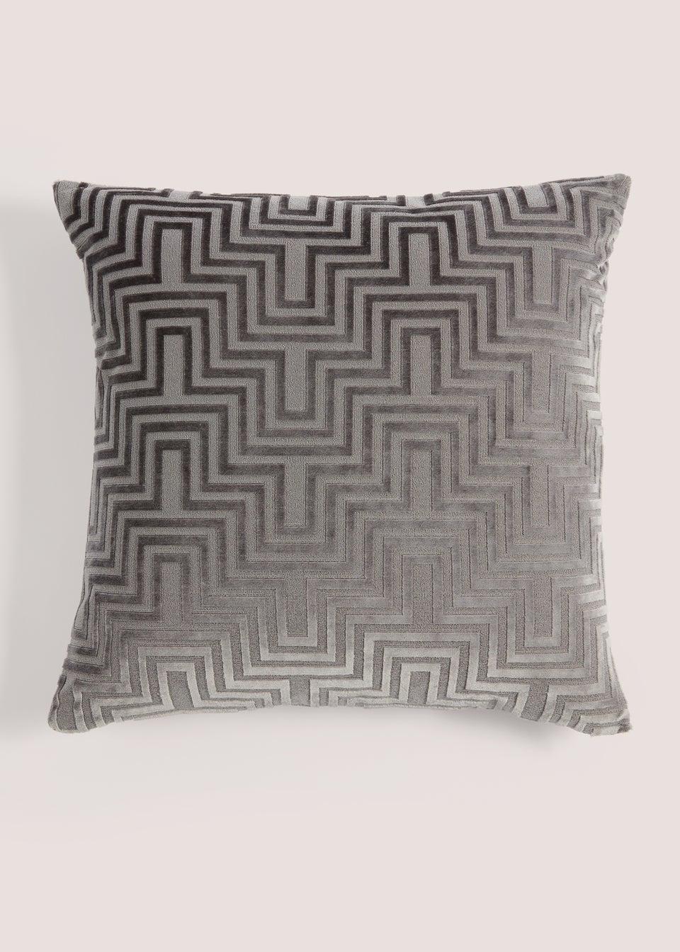 Grey Cut Velvet Maze Cushion (43cm x 43cm)