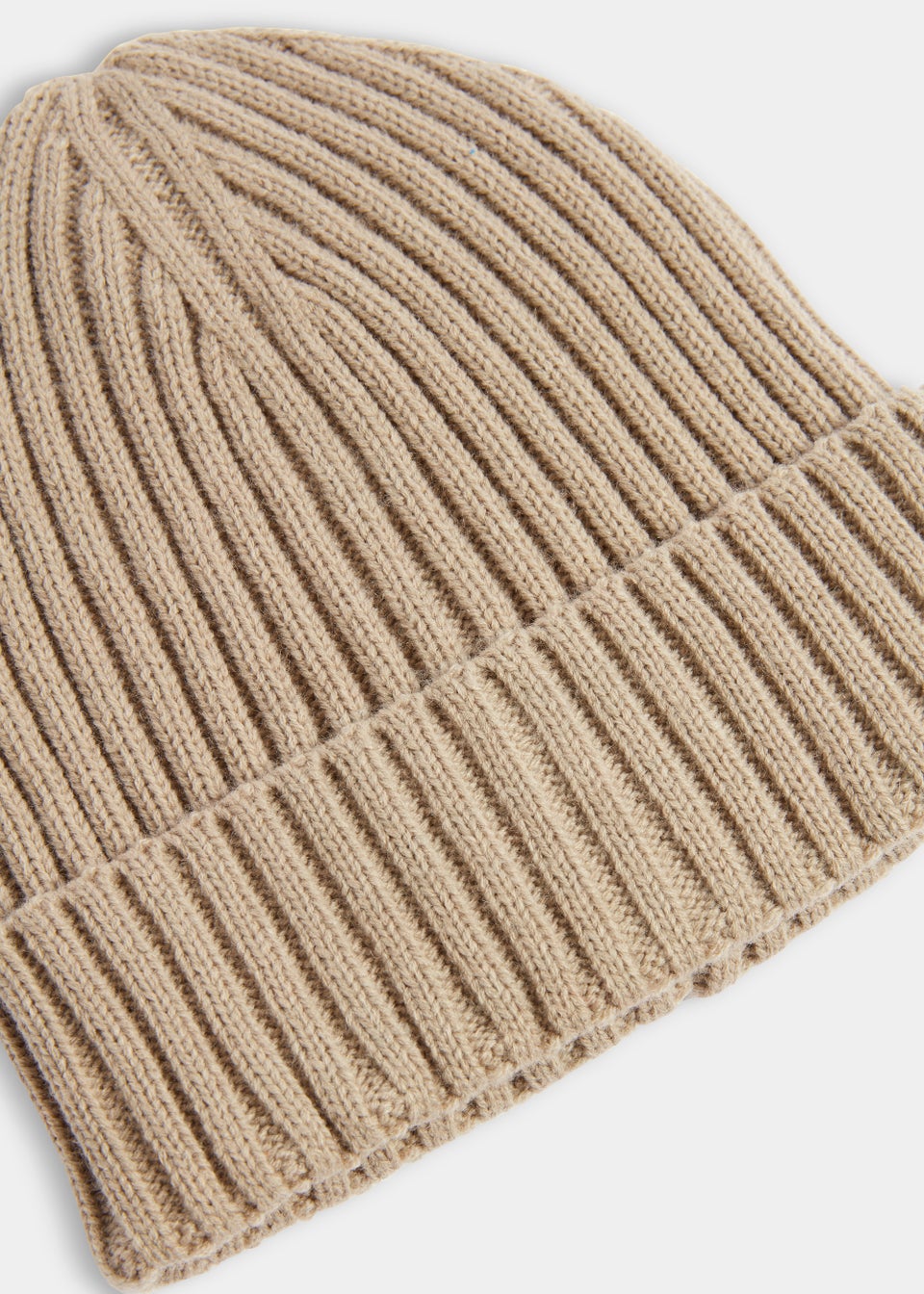 Stone Thick Ribbed Beanie Hat