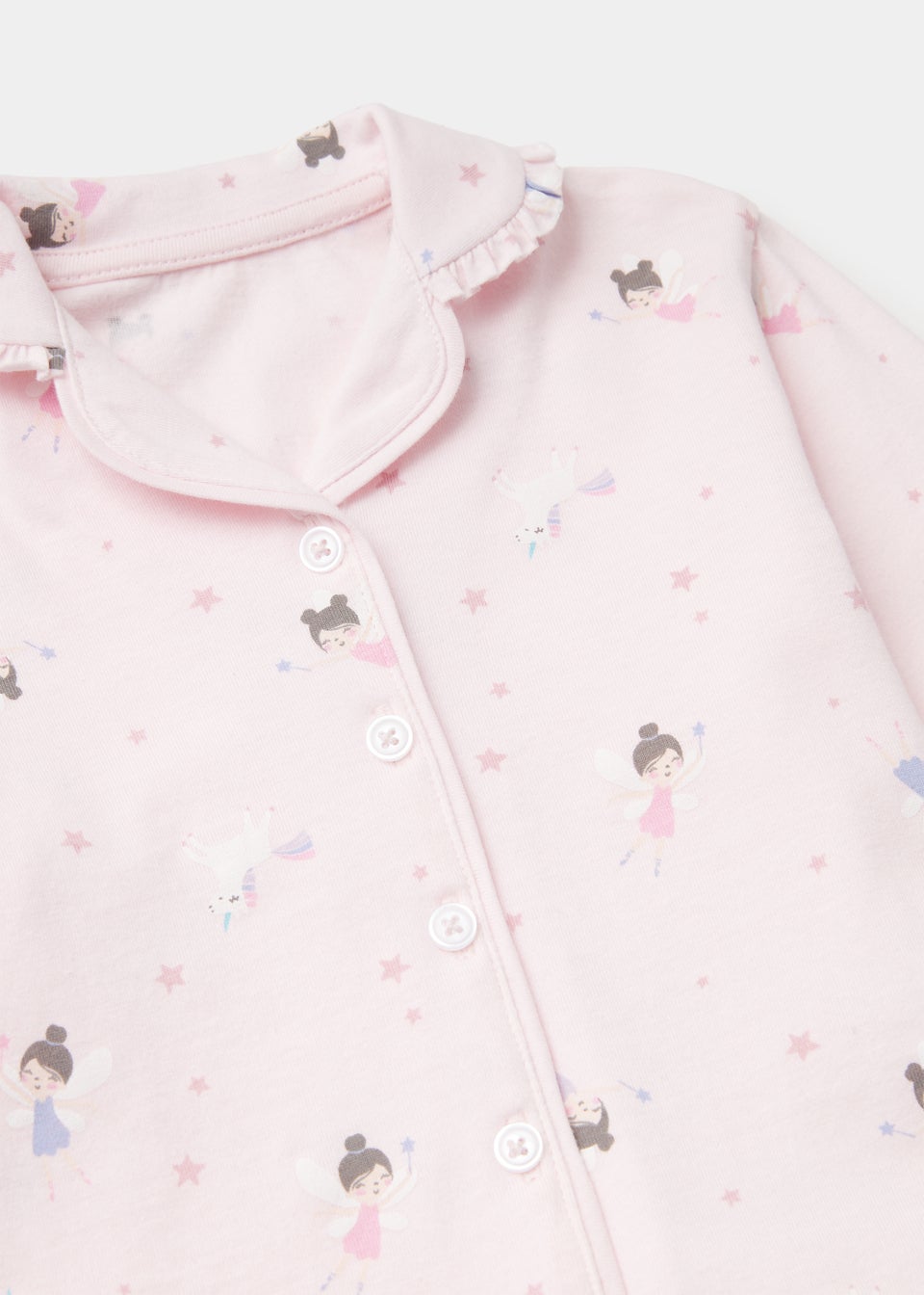 Girls Pink Fairy Unicorn Button Up Pyjama Set (9mths-5yrs)