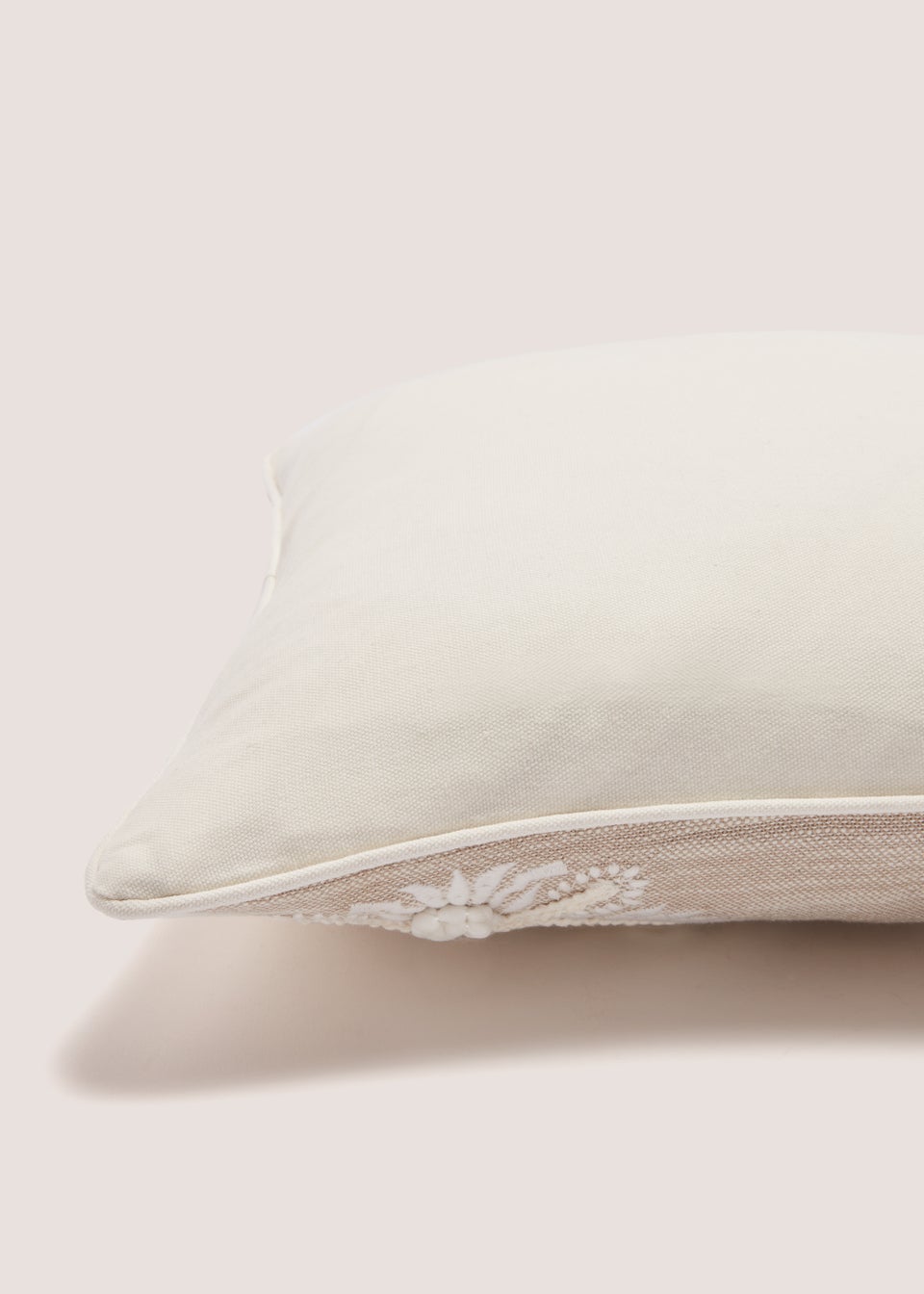 Beige & Cream Embellished Leaf Cushion (43cm x 43cm)