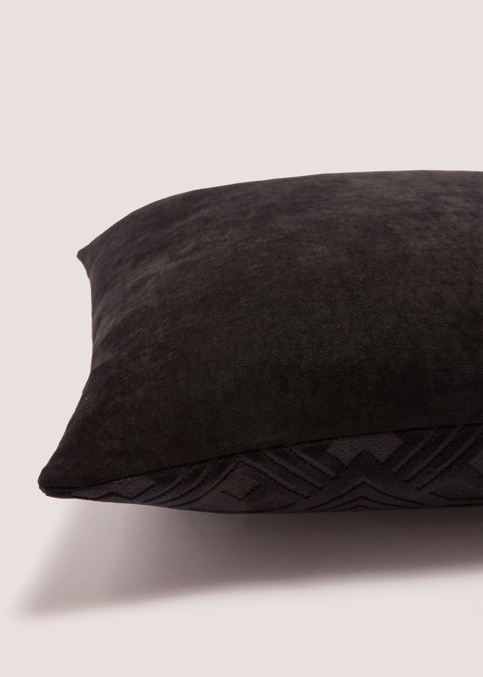 Black Cut Velvet Geo Cushion (43cm x 43cm)