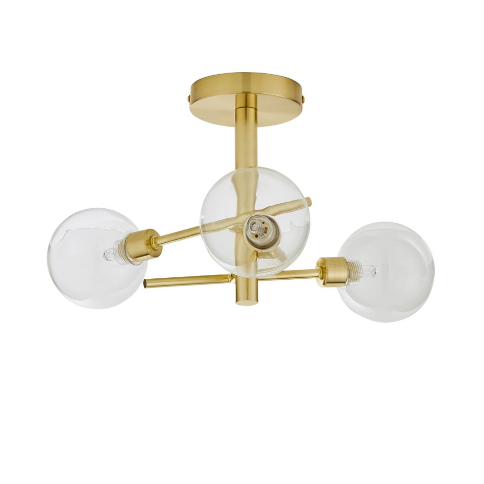 Inlight Nova Brass 3LT Ceiling Light (21cm x 48cm x 48cm)