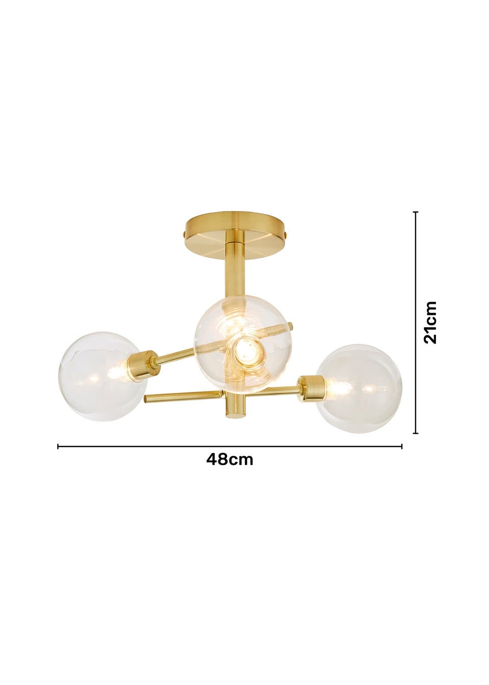 Inlight Nova Brass 3LT Ceiling Light 21cm x 48cm x 48cm Matalan