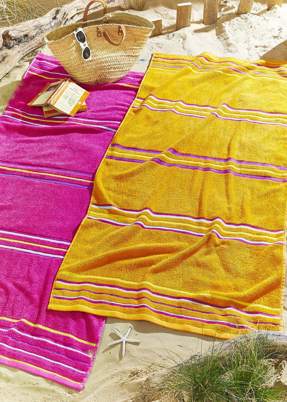 Catherine Lansfield Rainbow Cotton Beach Towel Pair