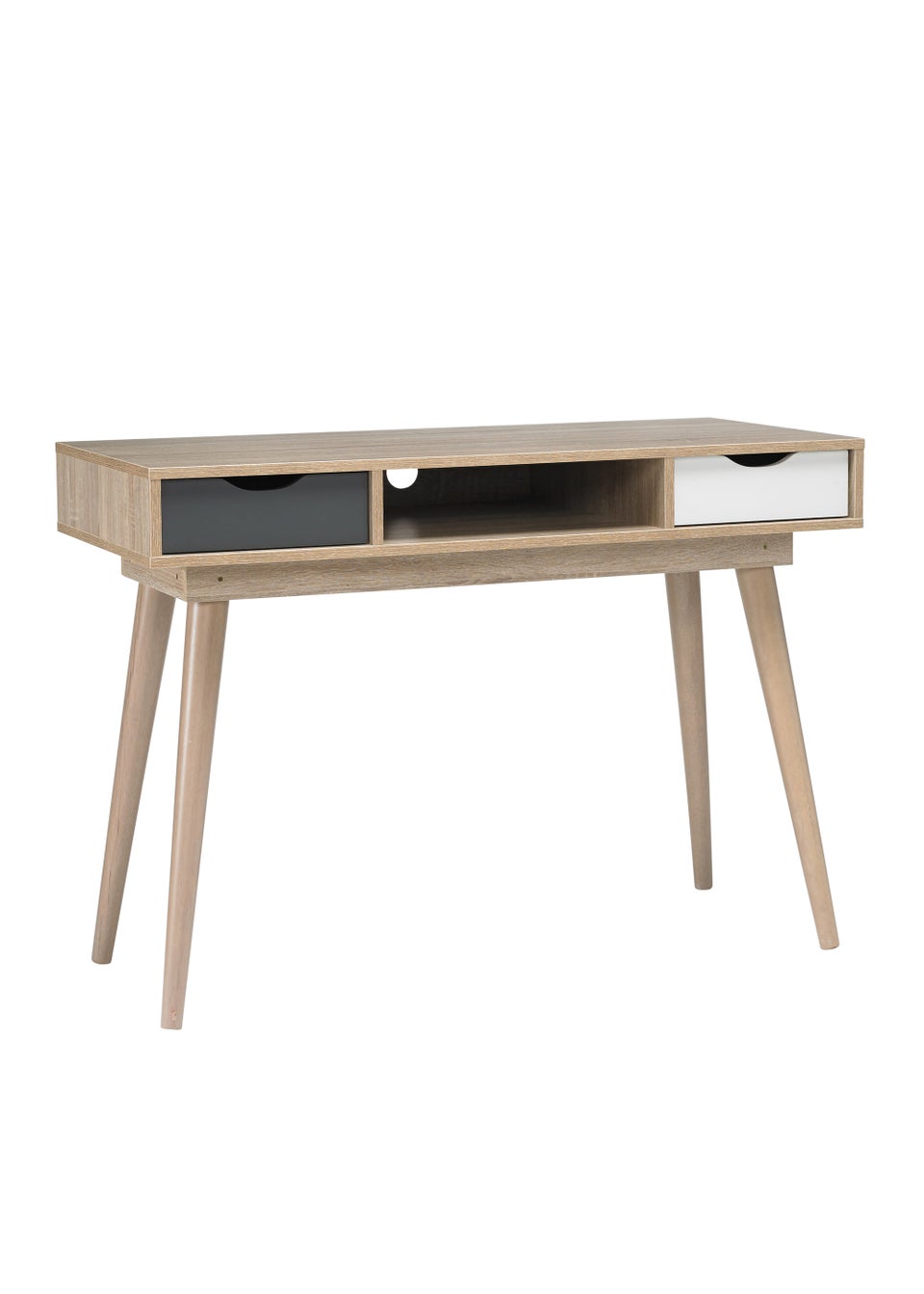 LPD Furniture Scandi Desk Oak With Grey And White Drawers (786x500x1100mm)
