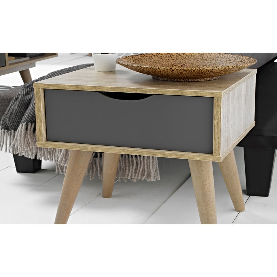 LPD Furniture Scandi Oak Lamp Table Grey (496x360x400mm)