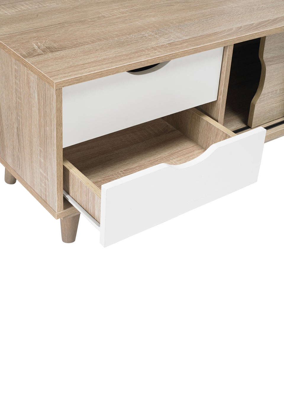 LPD Furniture Scandi Oak TV Unit White (480x450x1200mm)
